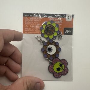 Halloween Spooky Flower Charm Creatology Glitter Skull Eyeball Pumpkin 3pc Set